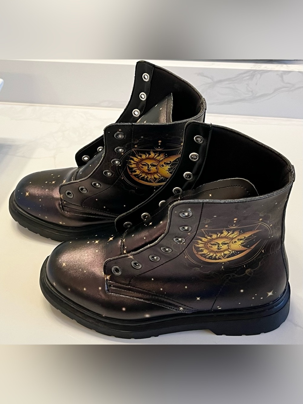 The Pagan Grimoire - SUN, MOON, AND STARS BOOTS (Laceless) 7.5M 9W